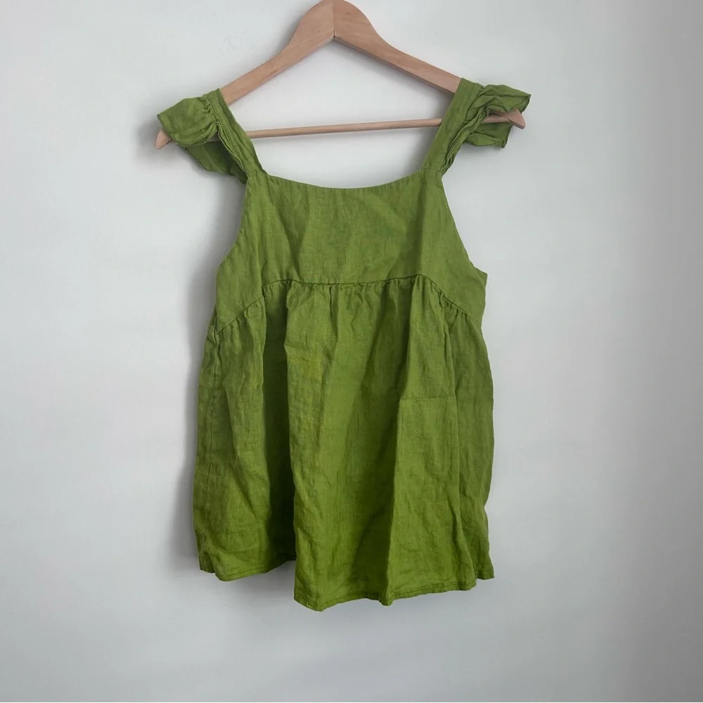 Green Ruffle Strap Tank Top - Picture 2 of 5